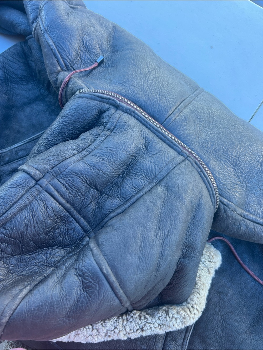 Vintage Avalanche B-3 Shearling Bomber Jacket Mens 4XL Black Leather Italy Skin - Picture 14 of 16